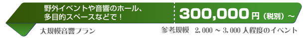 大規模音響プラン：野外イベントや音響のホール、多目的スペースなどで